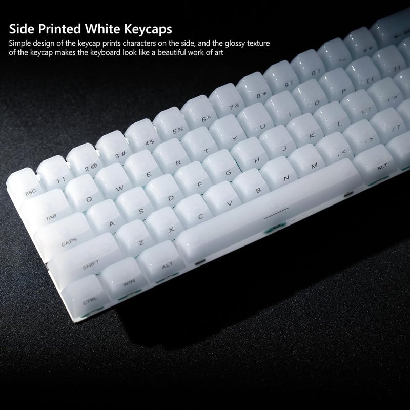 Womier Keyboard Keycaps Jelly - Ceramic Keycaps Style, Clear White Key Cap, Transparent Side Printed Custom 60 65 75 100 Percent for Cherry MX, Outemu, Gateron Mechanical Keyboards(MDA Profile) - Image 3
